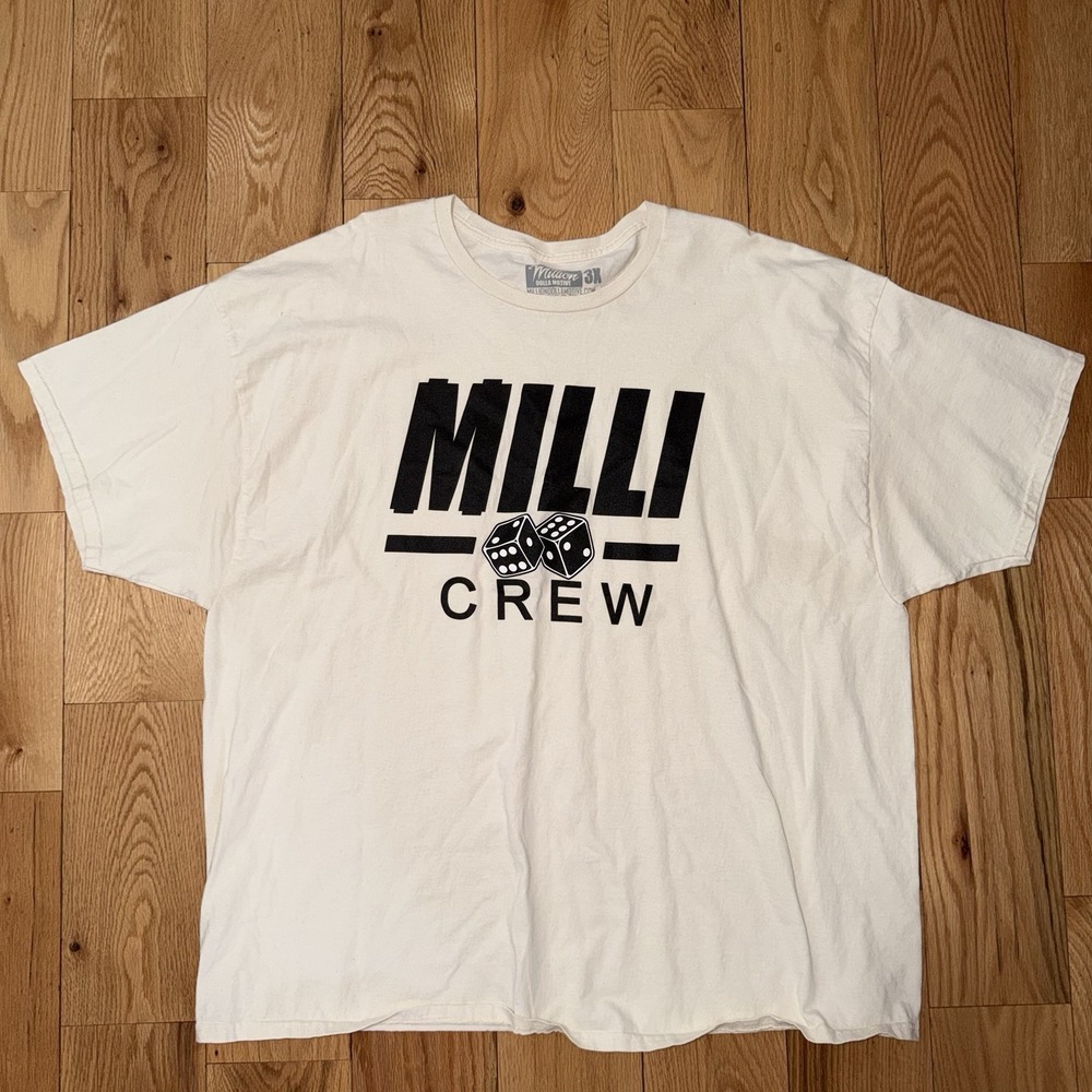 Million Dolla Motive Milli Crew Graphic t-shirt Cream Size 3XL 100% Cotton